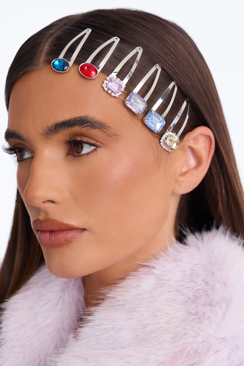 Night Sparkle 6 Piece Hair Clips Set - Multi Color