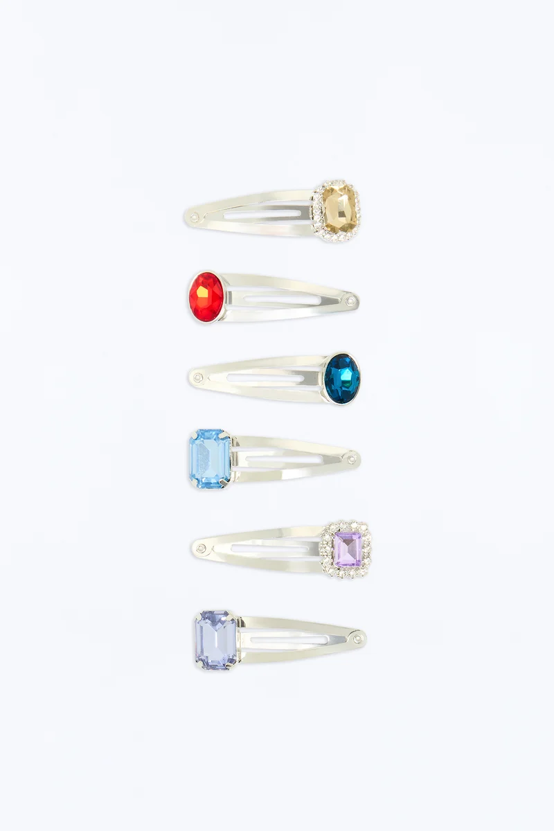 Night Sparkle 6 Piece Hair Clips Set - Multi Color