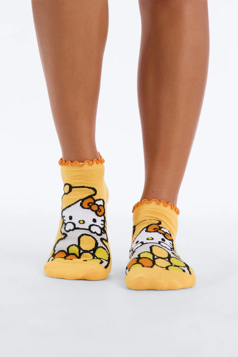 Treat Or Trick Hello Kitty 5 Pack No Show Socks - Orange/combo