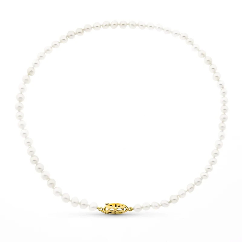 Collier perles de culture broche ovale – Or jaune 18 carats | Azuline