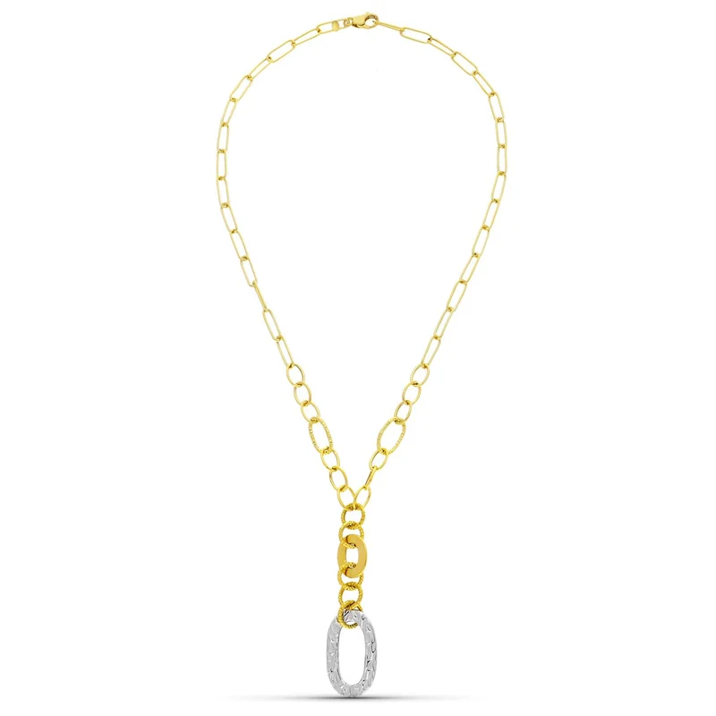Collier motifs et oxyde de zirconium – Or bicolore 18 carats | Azuline