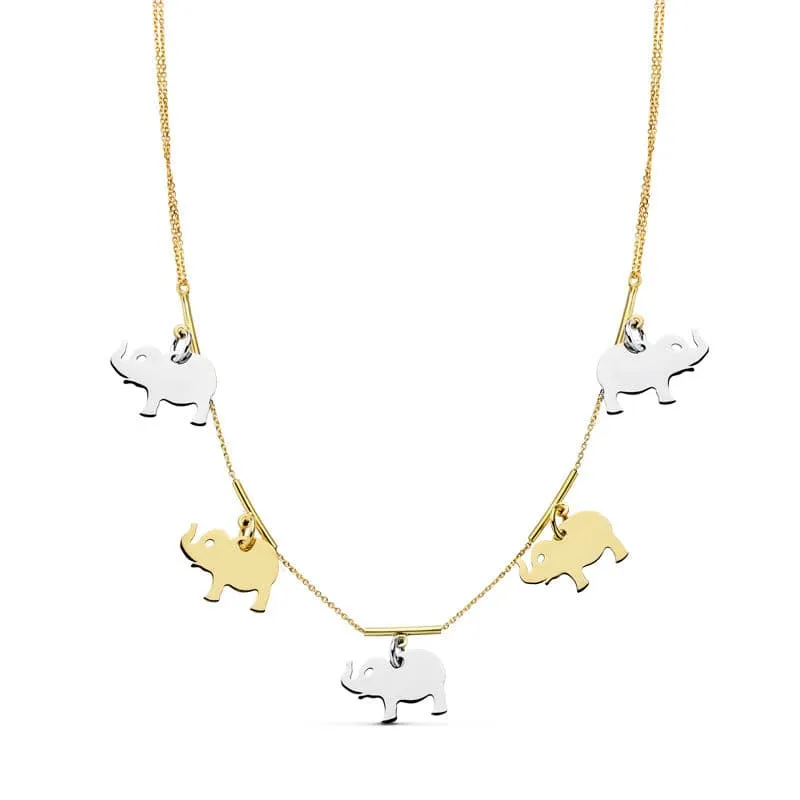 Collier éléphant bicolore – Or 18 carats | Azuline