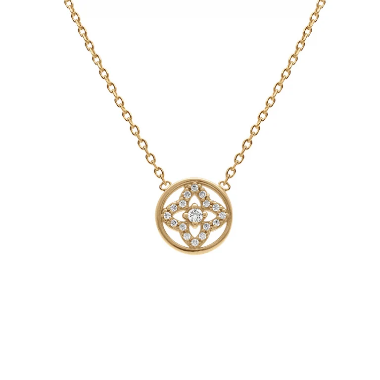 Collier boucles d’oreilles fleur oxydes blancs – Plaqué or | Azuline