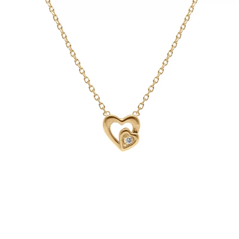 Collier cœurs oxydes blancs – Plaqué or | Azuline