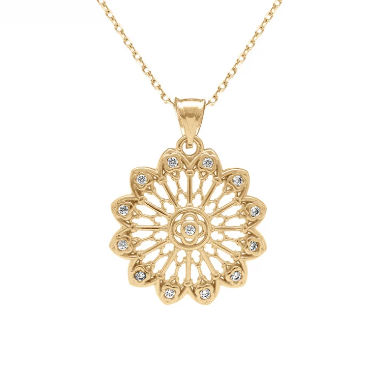 Collier fleur filigrane oxydes blancs – Plaqué or | Azuline