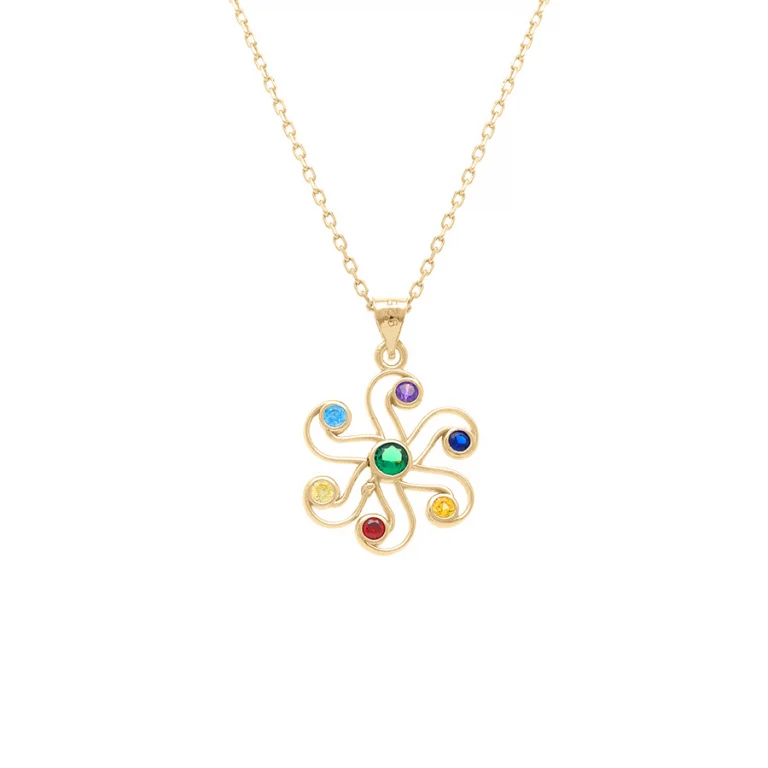Collier chakra 17 mm à sept oxydes multicolores – Plaqué or | Azuline