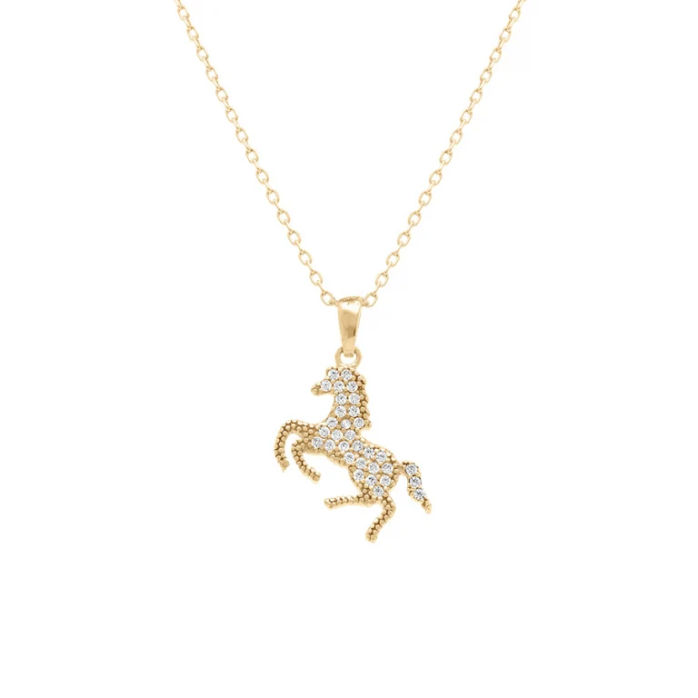 Collier cheval oxydes blancs – Plaqué or | Azuline