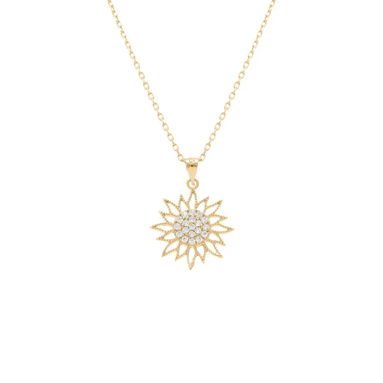 Collier soleil oxydes blancs – Plaqué or | Azuline