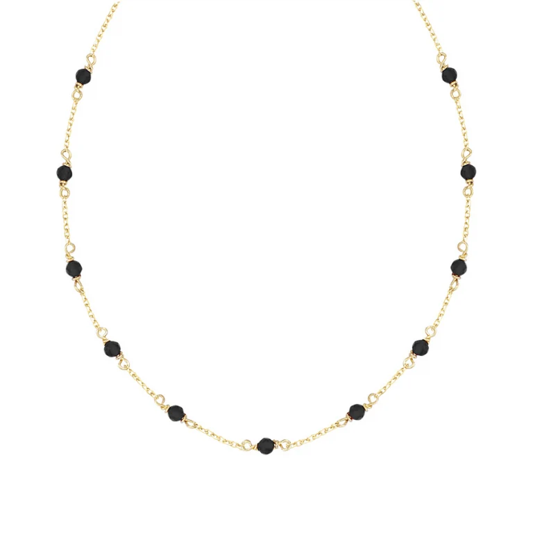 Collier onyx véritable – Plaqué or | Azuline