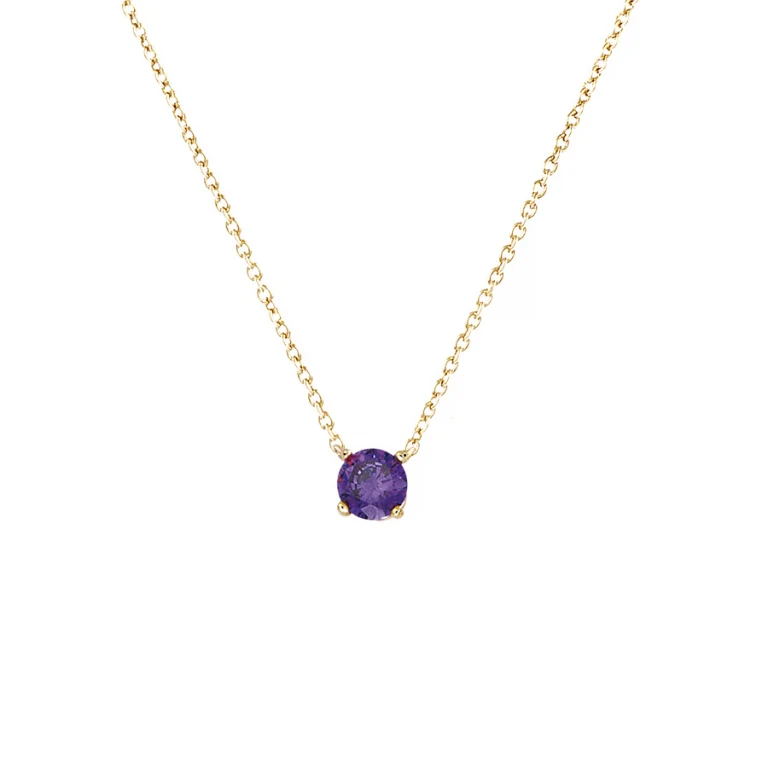Collier solitaire oxydes violets – Plaqué or | Azuline