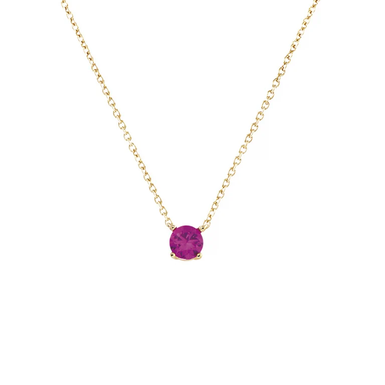 Collier solitaire oxydes fushia – Plaqué or | Azuline