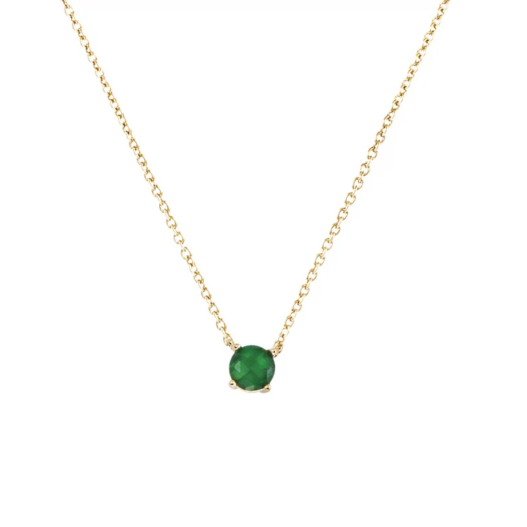 Collier oxydes verts solitaire – Plaqué or | Azuline