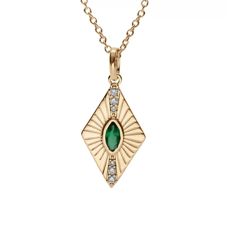 Collier losange oxydes verts – Plaqué or | Azuline