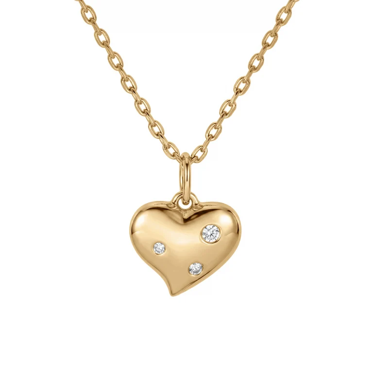 Collier cœur oxydes blancs sertis – Plaqué or | Azuline