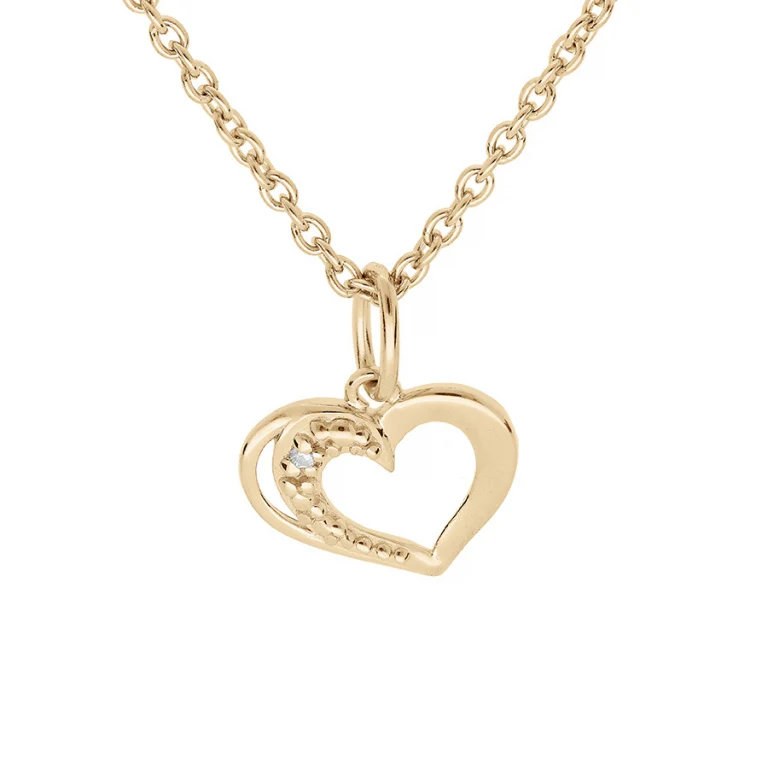 Collier cœur ouvert ponctué d’oxydes blancs – Plaqué or | Azuline
