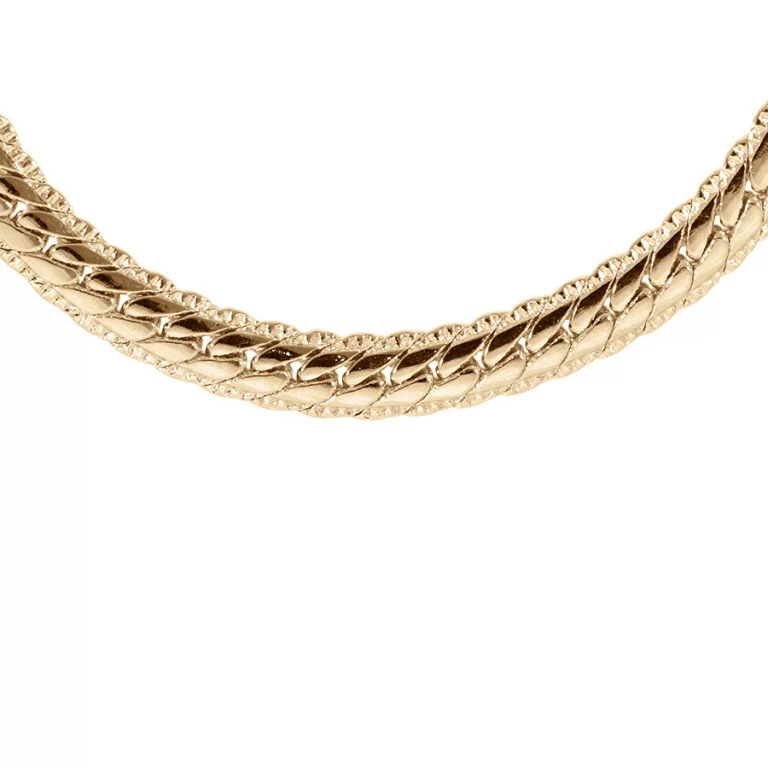 Collier maille serpent bombée perlée – Plaqué or | Azuline