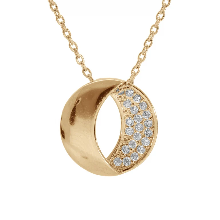 Collier ovale oxydes blancs sertis – Plaqué or | Azuline
