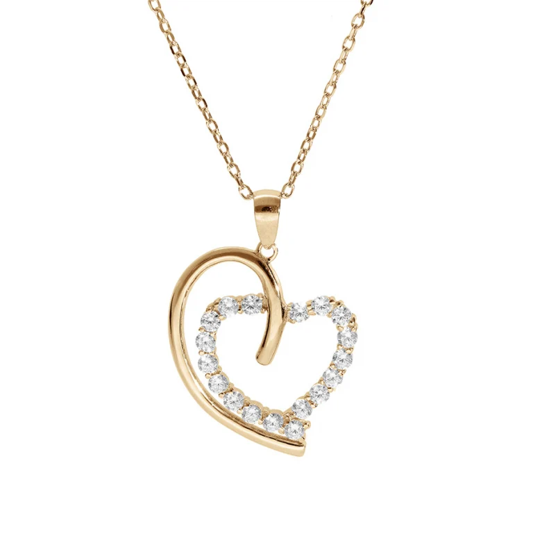 Collier grand cœur oxydes blancs – Plaqué or | Azuline