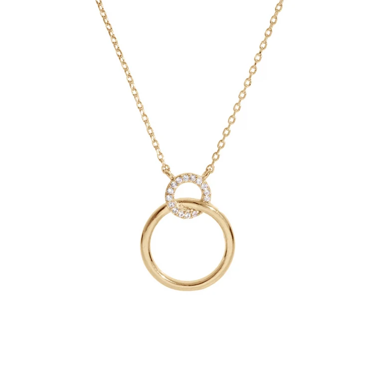 Collier 2 ronds oxydes blancs sertis – Plaqué or | Azuline