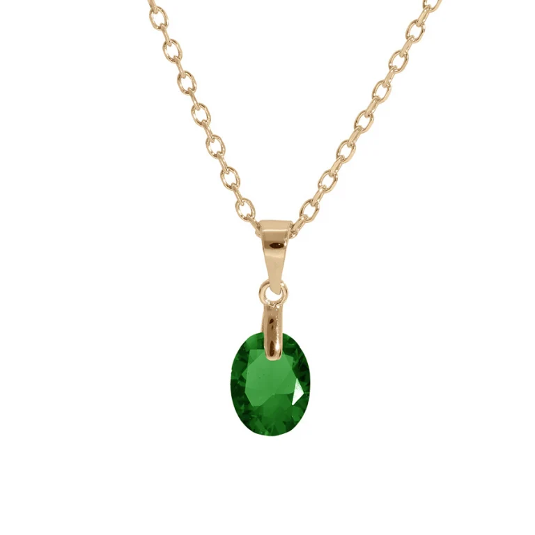 Collier goutte oxydes de zirconium verts – Plaqué or | Azuline