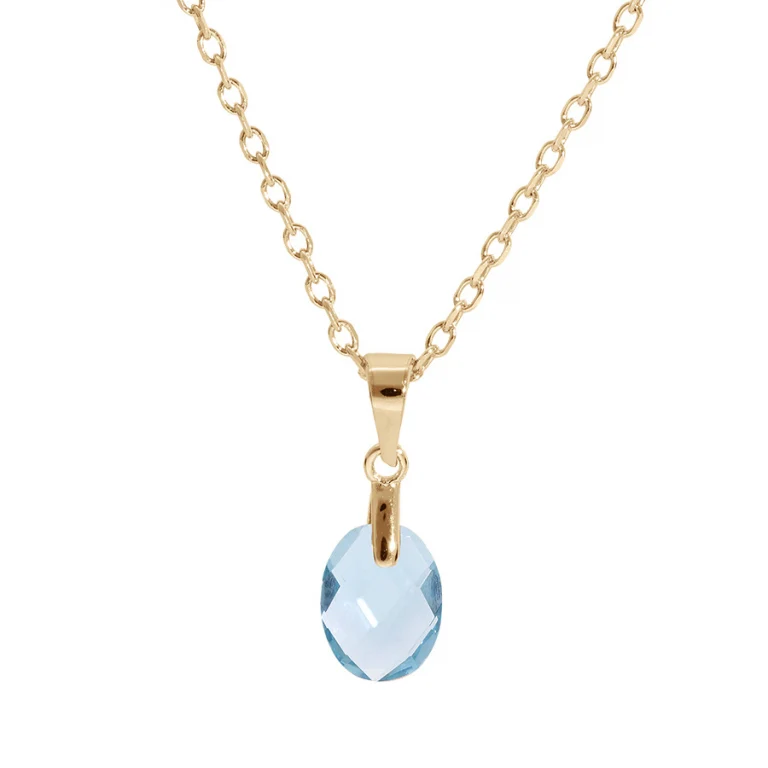 Collier pendentif goutte oxydes bleu ciel – Plaqué or | Azuline