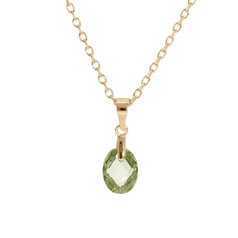 Collier goutte oxydes verts facetés – Plaqué or | Azuline