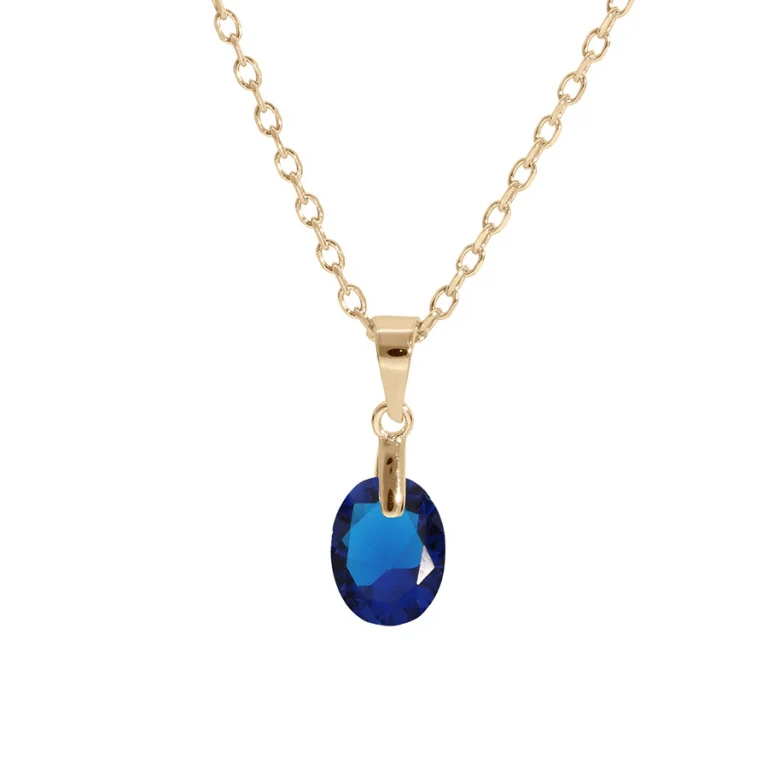 Collier pendentif goutte oxydes bleus – Plaqué or | Azuline