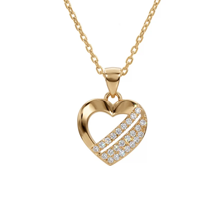 Collier cœur 3 barrettes oxydes blancs – Plaqué or | Azuline