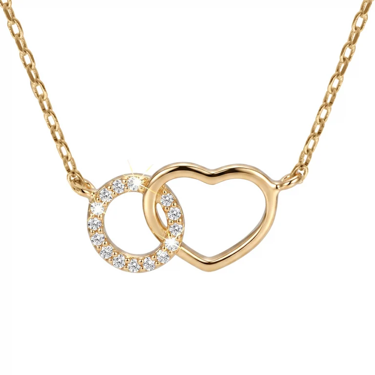 Collier cercle oxydes blancs et cœur lisse – Plaqué or | Azuline