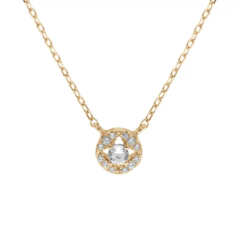 Collier rond pavé à oxyde central – Plaqué or | Azuline