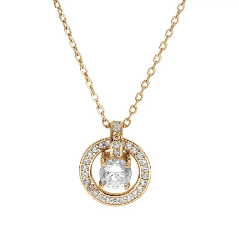 Collier rondelle oxydes blancs sertis – Plaqué or | Azuline