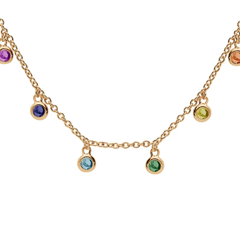 Collier pampilles oxydes multicolores – Plaqué or | Azuline