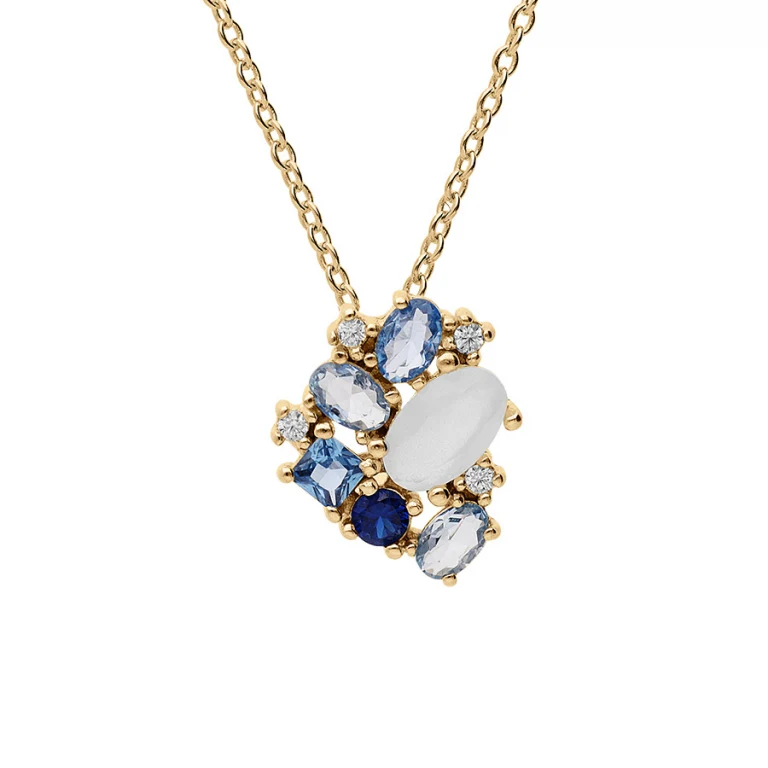 Collier oxydes bleus et blanc – Plaqué or | Azuline