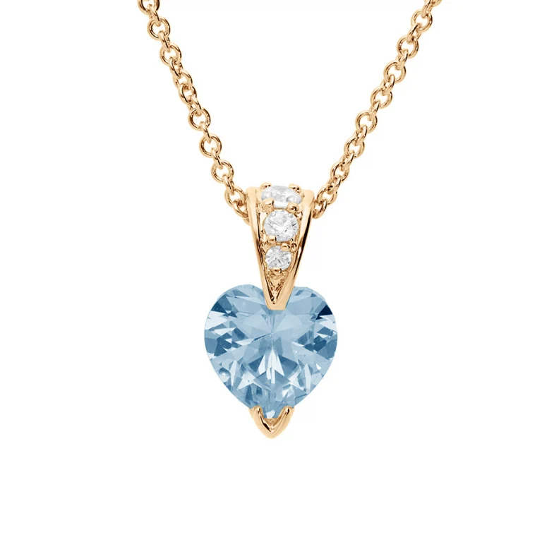 Collier cœur oxydes bleu ciel – Plaqué or | Azuline