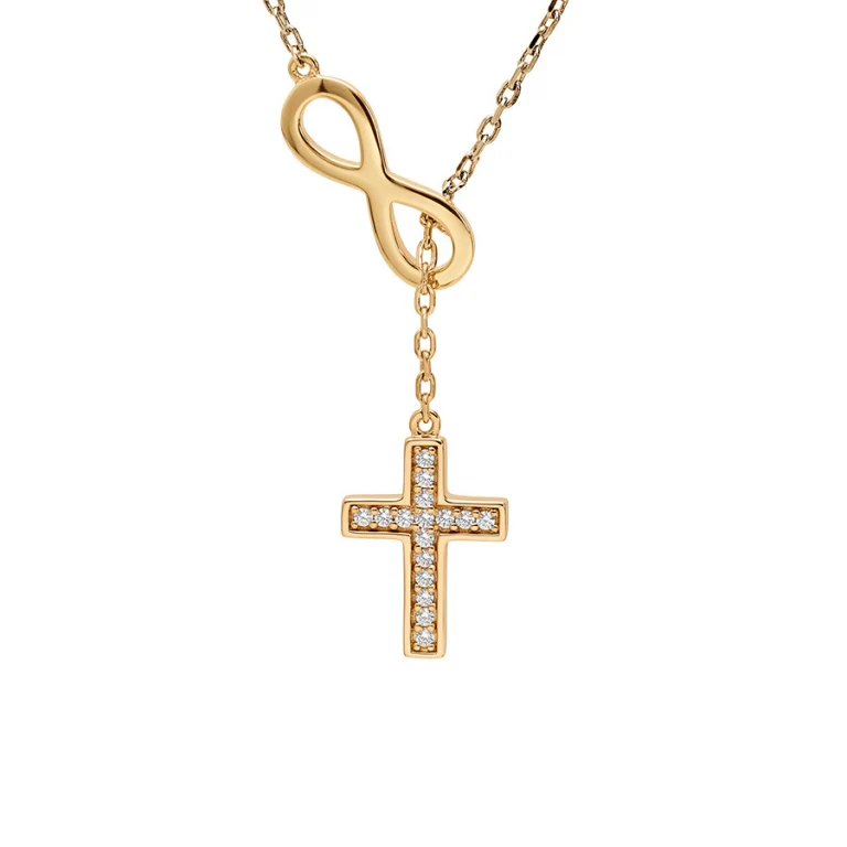 Collier infini et croix oxydes blancs – Plaqué or | Azuline