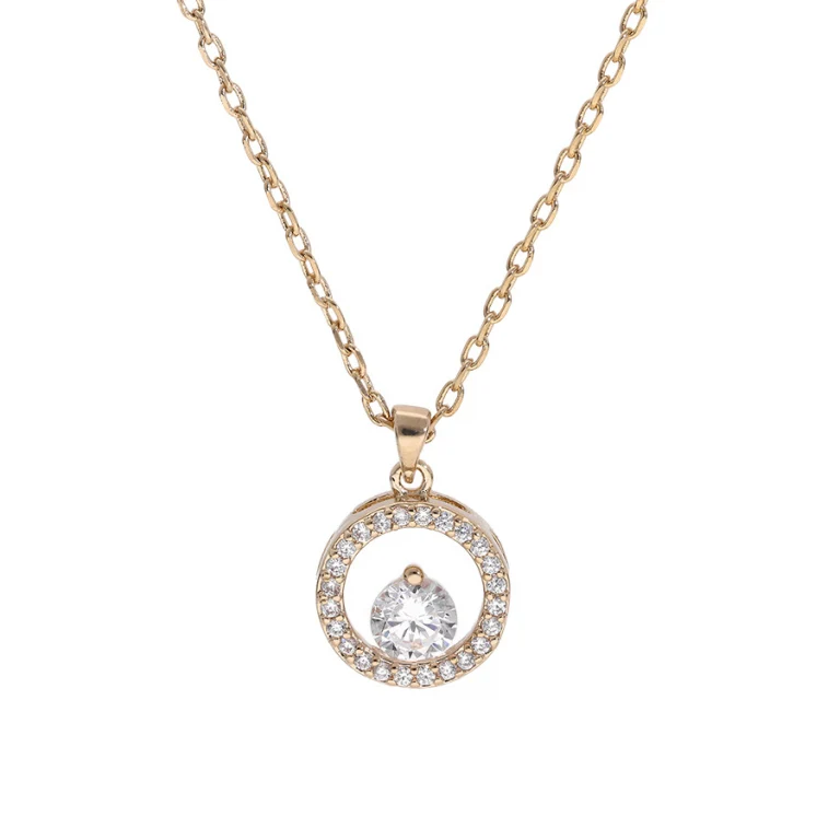 Collier rondelle sertie à oxyde flottant – Plaqué or | Azuline