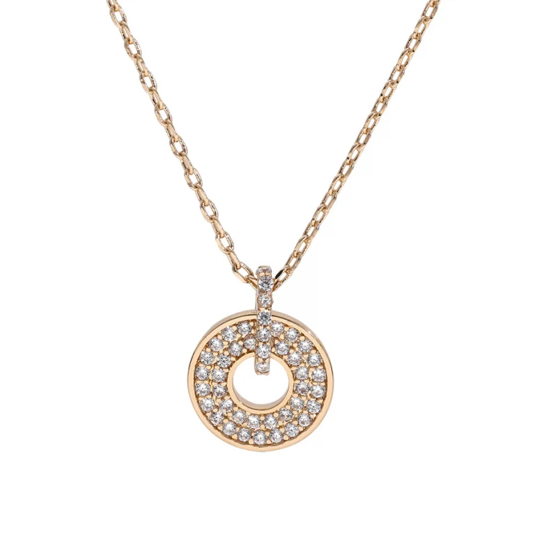 Collier rondelle pavée à oxyde central – Plaqué or | Azuline