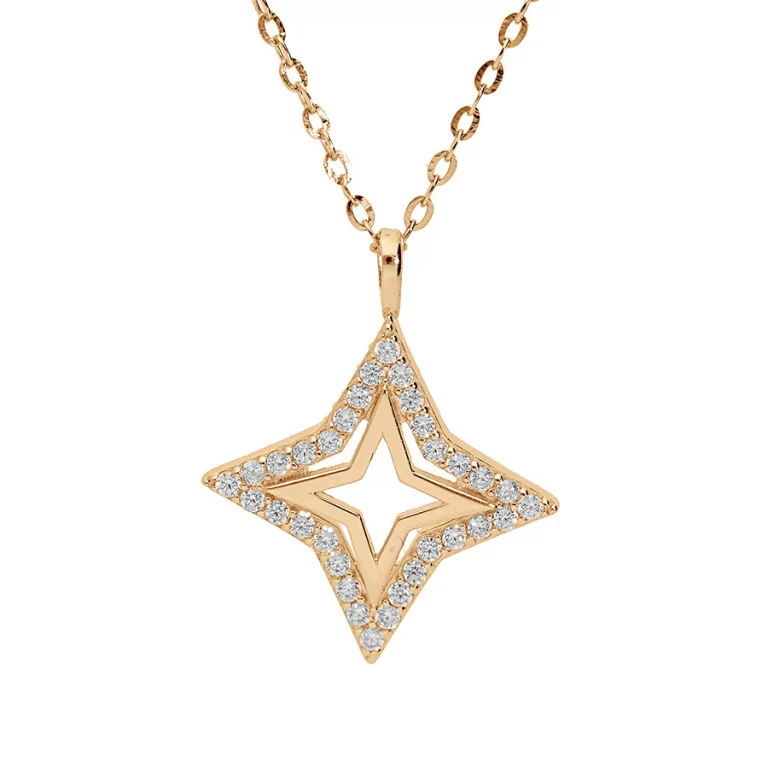 Collier étoile ajourée oxydes blancs – Plaqué or | Azuline