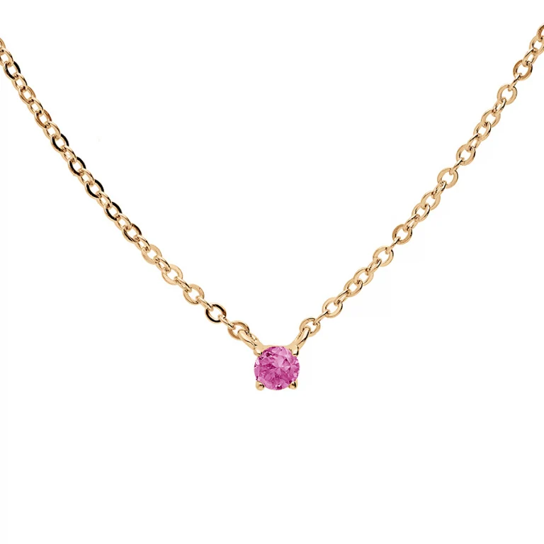 Collier tourmaline rose véritable – Plaqué or | Azuline