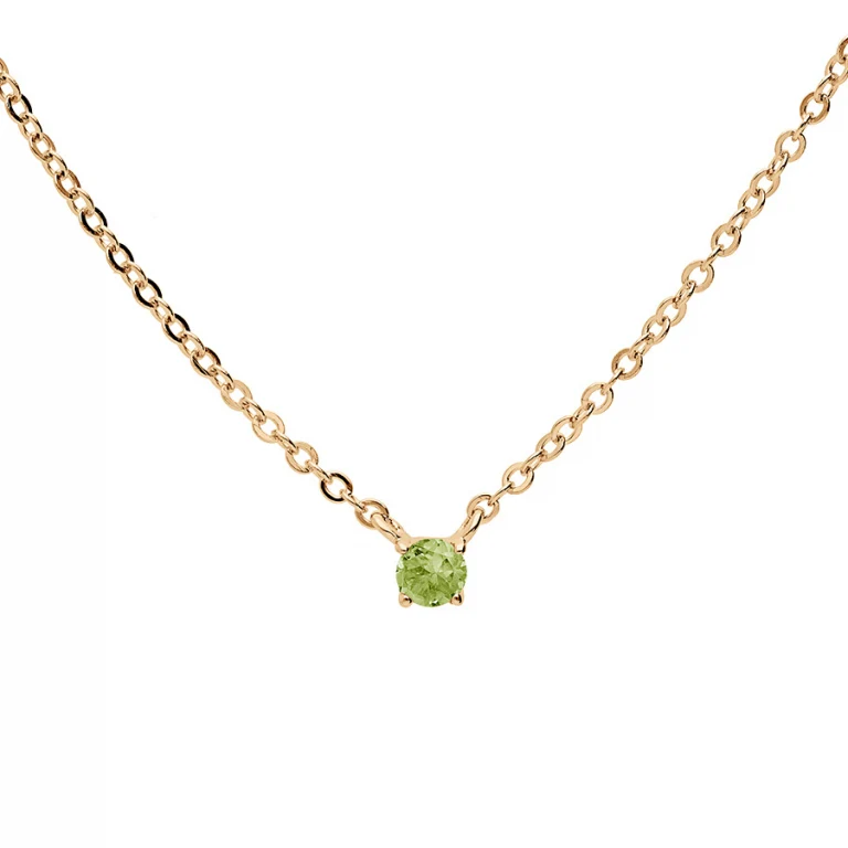Collier pierre péridot 3mm – Plaqué or | Azuline