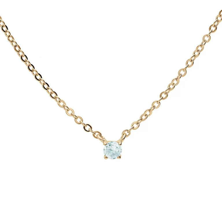 Collier pierre topaze bleu 3mm – Plaqué or | Azuline