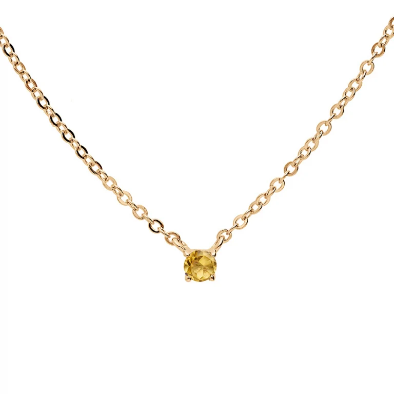 Collier pierre citrine rond – Plaqué or | Azuline