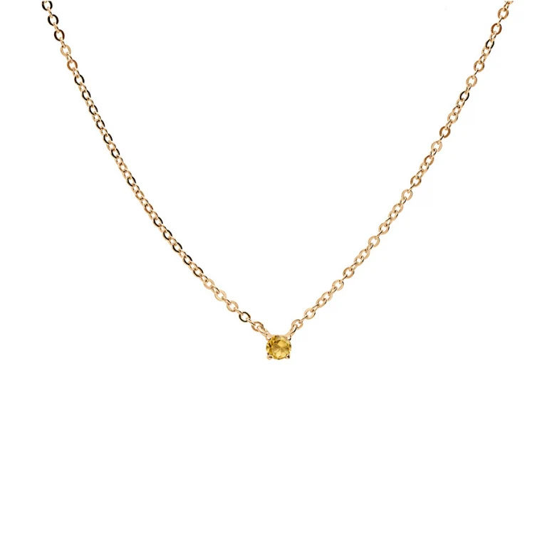 Collier pierre citrine rond – Plaqué or | Azuline