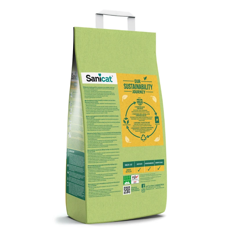 ARENA GATOS SANICAT NATURA ACTIVA CLUMPING RECYCLED 3 X 10 LTS