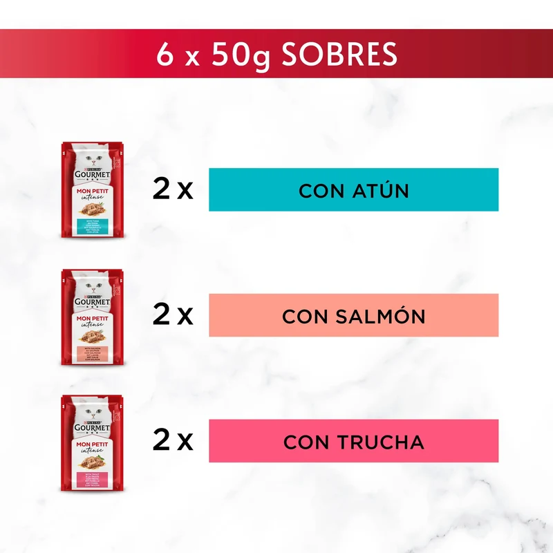 Gourmet Mon Petit Atún, Salmón y Trucha Pack 6x50 g