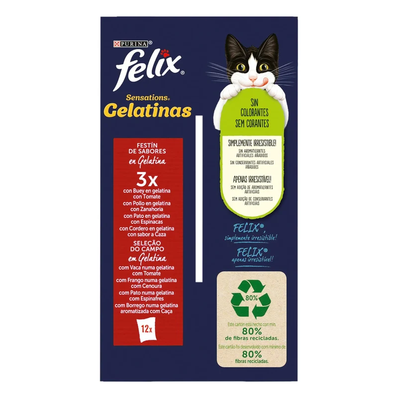 Felix Sensations Carnes Gelatina Pack 12X85 g