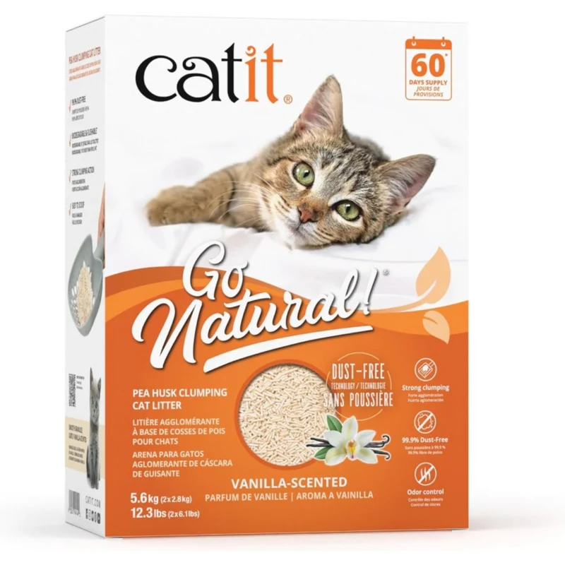 ARENA GO NATURAL CATIT VAINILLA DE CÁSCARA DE GUISANTE 5,6 KG
