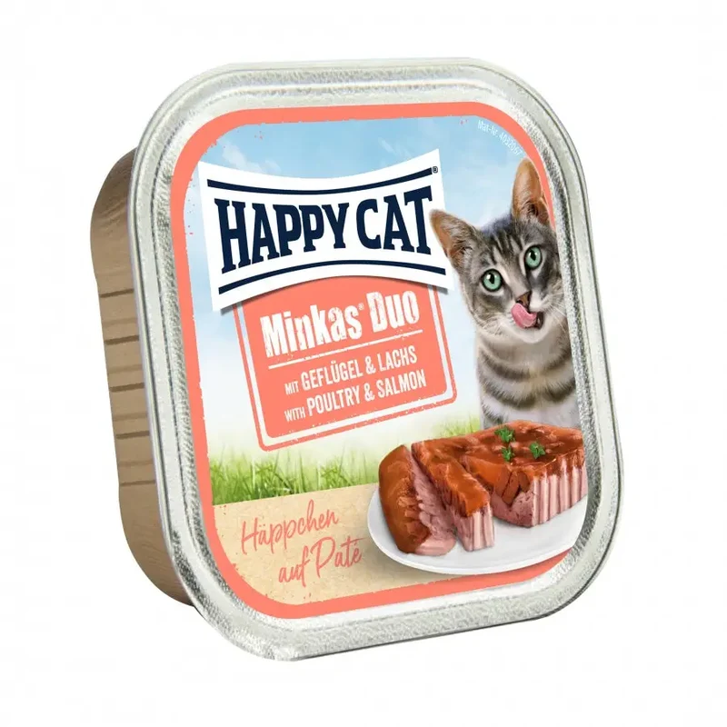 Happy Cat Minkas Dúo Menú 100 g Tarrina Paté Húmedo para Gatos