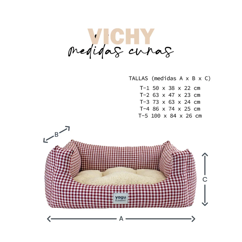 CAMA PERROS CONFORT VICHY GRANATE YAGU