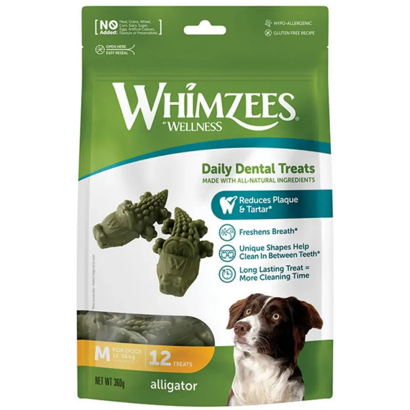 Whimzees Cocodrilo Mix Bolsa 360 g Snack Dental para Perros